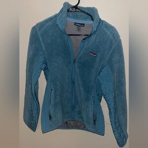 Patagonia medium Womens Classic Retro-X fleece jacket light blue turquoise color